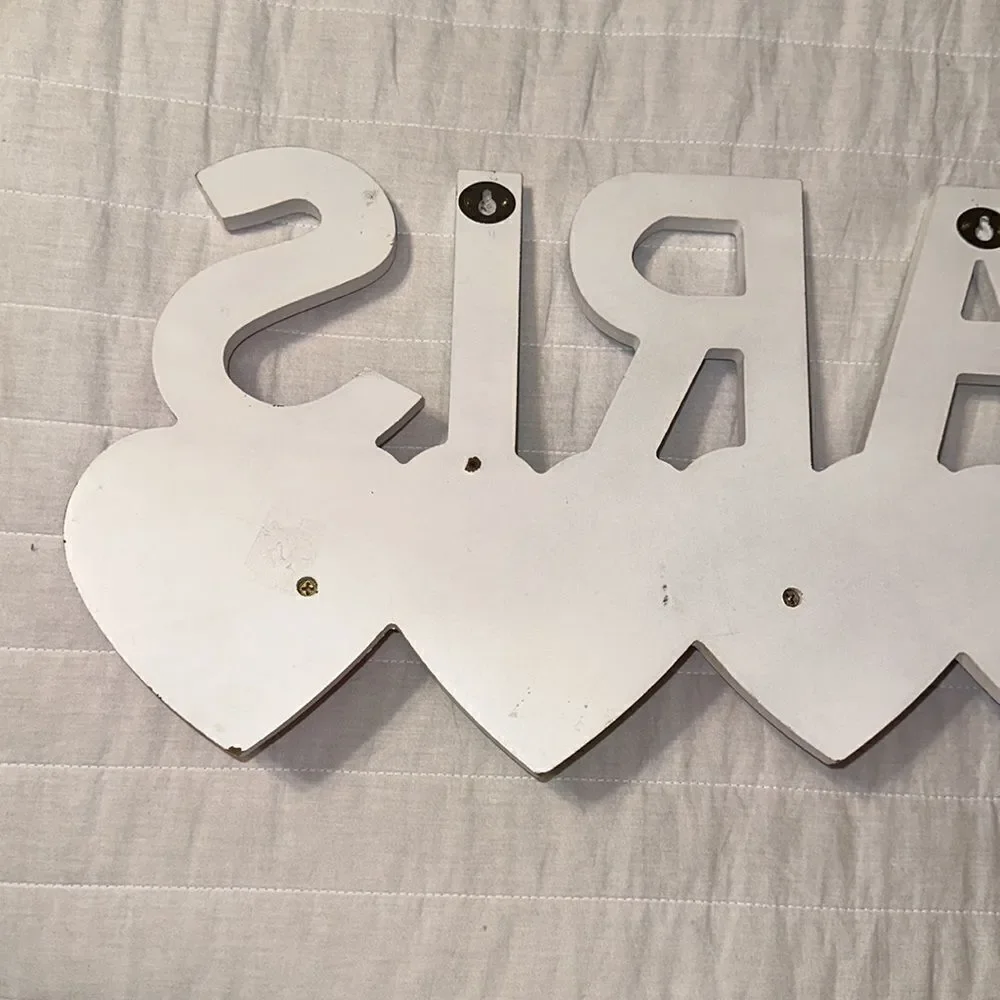 PARIS Love Hearts Multi Girl’s Room Mud Room Bathroom Wooden Hanger Decor